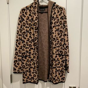 Leopard Print Cardigan w/ Hood